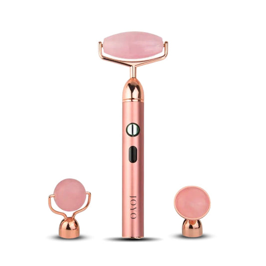 Rouleau vibrant en Quartz Rose - Anti-âge et raffermissement